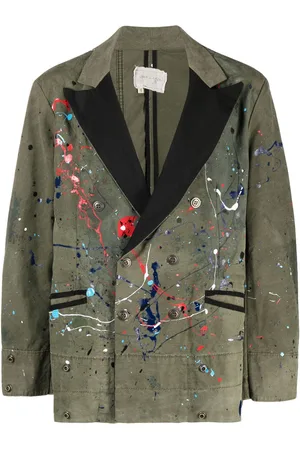 GREG LAUREN Doppelreihiges Sakko mit Farbklecksen