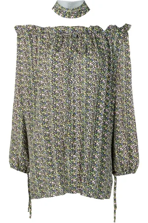 Gloria Coelho Schulterfreie Bluse mit Blumen-Print