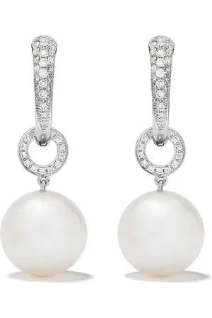 Kiki Mcdonough 18kt Weißgoldohrringe mit Perle und Diamanten