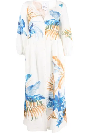 SARA ROKA Kleid mit Palmen-Print