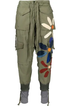 GREG LAUREN Jogginghose mit Blumen-Patches