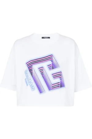 Balmain Cropped-T-Shirt mit Logo-Print
