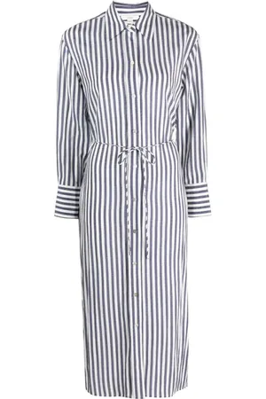 Vince Gestreiftes Midikleid mit Gürtel