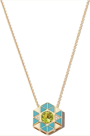 HARWELL GODFREY 18kt yellow Evil Eye turquoise peridot pendant necklace