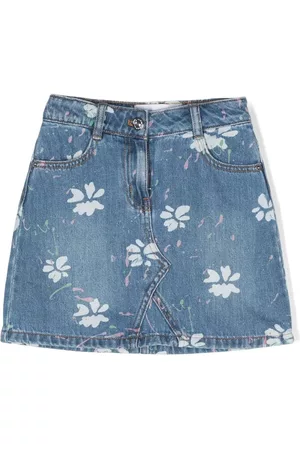 ERMANNO SCERVINO JUNIOR Mädchen Bedruckte Röcke - Jeans-Minirock mit Blumen-Print