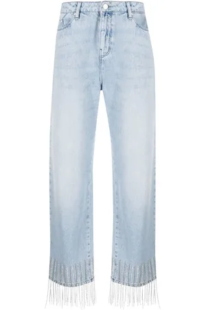 Karl Lagerfeld Cropped-Jeans mit Fransen