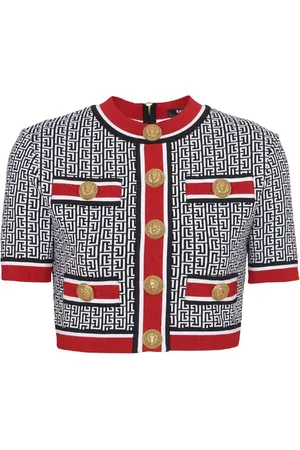 Balmain Cropped-Top mit Monogramm