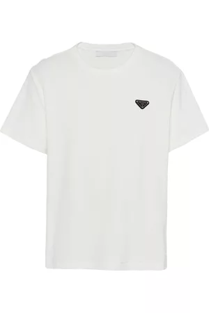 Prada Herren Frotteeshirts - T-Shirt aus Frottee mit Triangel-Logo