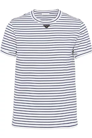 Prada Herren Shirts - Gestreiftes T-Shirt mit Logo