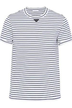 Prada Gestreiftes T-Shirt mit Triangel-Logo
