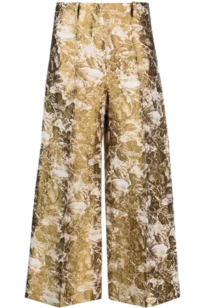 ERIKA CAVALLINI Damen Weite Hosen - Cropped-Hose mit Jacquardmuster