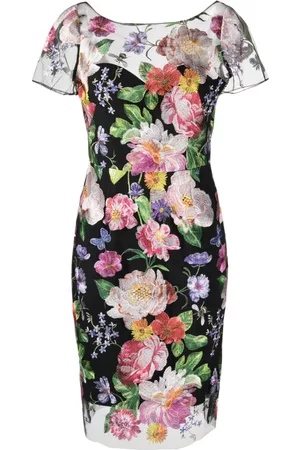 Marchesa Notte Damen Partykleider - Kleid mit Blumenstickerei