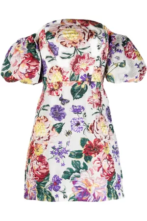 Marchesa Notte Damen Partykleider - Schulterfreies Kleid mit Blumenstickerei