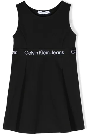 Calvin Klein Mädchen Bedruckte Kleider - Ärmelloses Kleid mit Logo-Streifen