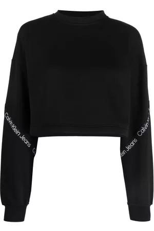 Calvin Klein Damen Sweatjacken ohne Kapuze - Sweatshirtjacke mit Logo-Streifen