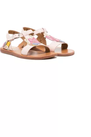 Pom d'Api Sandalen - Sandalen im Metallic-Look mit Schmetterling