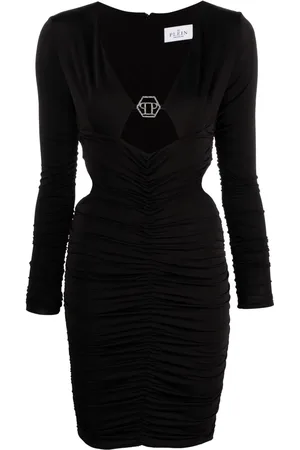 Philipp Plein Gerafftes Minikleid mit Logo-Schild