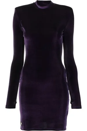 Philipp Plein Samt-Minikleid mit Logo-Schild
