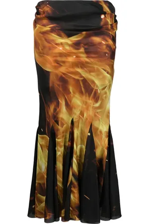 Balmain Midirock mit Flammen-Print