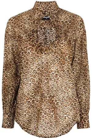 Dsquared2 Damen Print Blusen - Leopard-print cut-out blouse