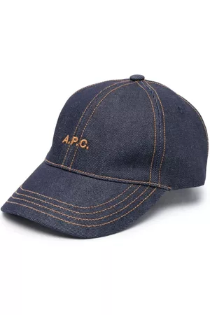 A.P.C. Herren Caps - Embroidered logo denim baseball cap