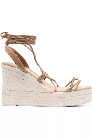 MANEBI Damen Espadrilles - Wraparound 110mm wedge espadrilles