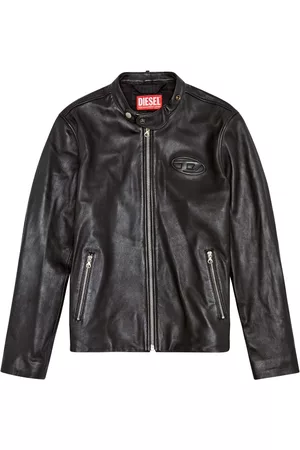 Diesel Herren Lederjacken - Long-sleeved leather biker jacket