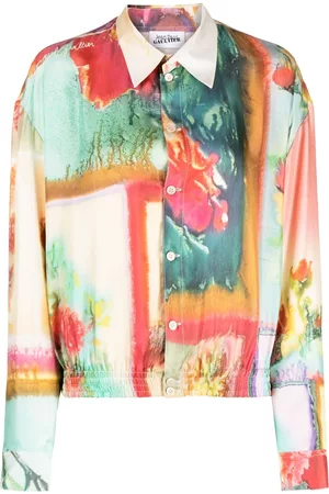 Jean Paul Gaultier Damen Print Blusen - Seidenhemd mit abstraktem Print