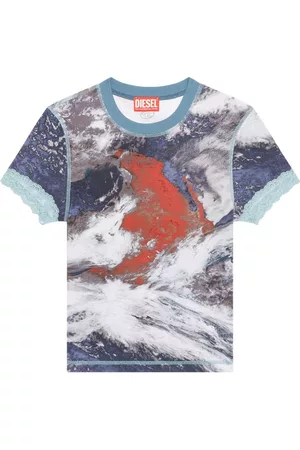 Diesel Damen Shirts - T-Shirt mit Planeten-Print