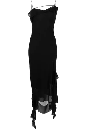 Acne Studios Damen Asymmetrische Kleider - Asymmetric ruffled midi dress