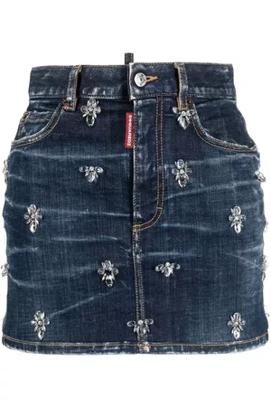 Dsquared2 Damen Jeansröcke - Crystal-embellished denim skirt