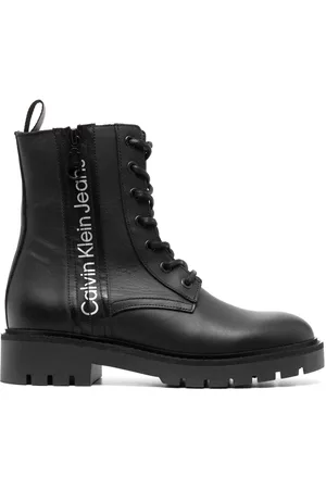 Calvin Klein Damen Stiefeletten - Logo-print leather boots