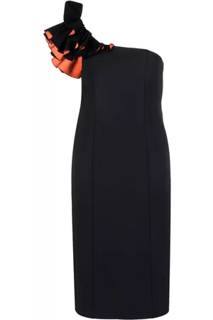 Pinko Damen Asymmetrische Kleider - Ruffle-detail one-shoulder midi dress
