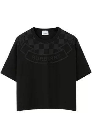 Burberry Damen Shirts - Check-print cotton cropped T-shirt