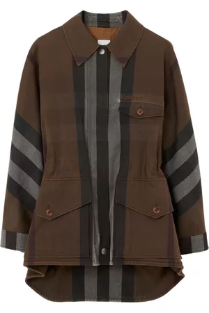 Burberry Damen Parkas - Check-print long-sleeved parka
