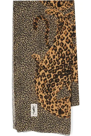 Saint Laurent 1980s Seidenschal mit Leoparden-Print