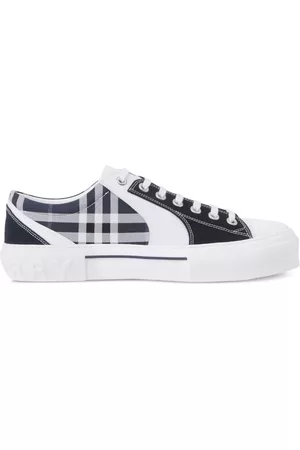 Burberry Herren Flache Sneakers - Check, Cotton and Leather Sneakers