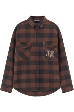 Palm Angels Kariertes Hemd mit Monogramm-Print