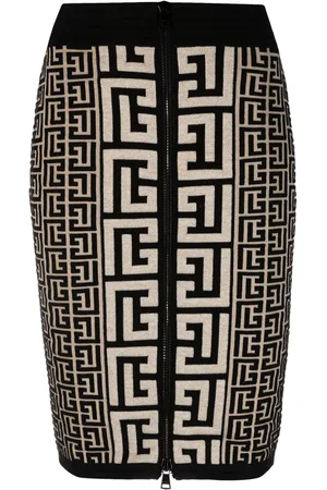 Balmain Midirock mit Monogramm