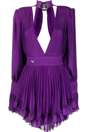 Philipp Plein Plisseekleid mit tiefem V-Ausschnitt