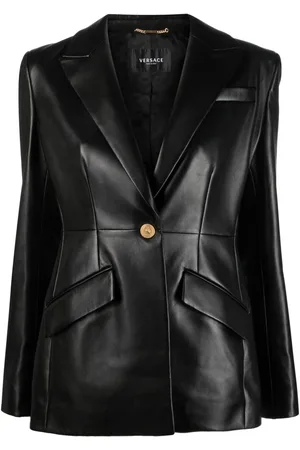 VERSACE Single-breasted leather blazer