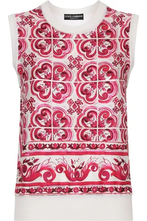 Dolce & Gabbana Seidentop mit Majolica-Muster