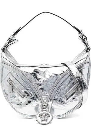 VERSACE Small Repeat metallic-effect shoulder bag