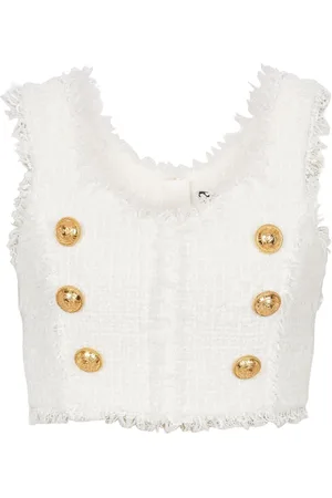 Balmain Cropped-Top aus Tweed