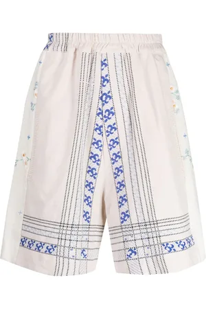 BY WALID Bestickte Baggy-Shorts aus Leinen