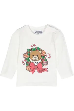 Moschino T-Shirt mit Teddy-Print in Glitter-Optik