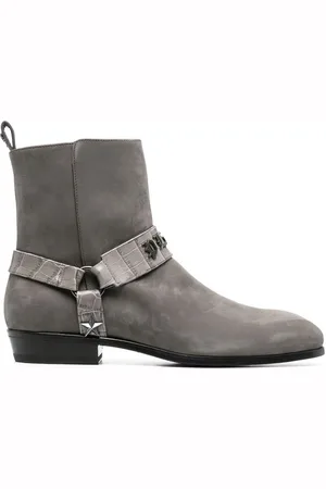 Philipp Plein Wildlederstiefel mit Logo-Schild