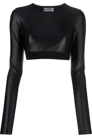VERSACE Cropped-Top mit Logo-Bund