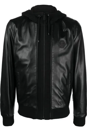 Philipp Plein Lederjacke mit Kapuze