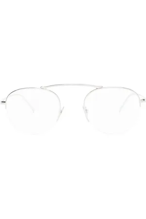 Saint Laurent Runde Brille mit Logo-Gravur
